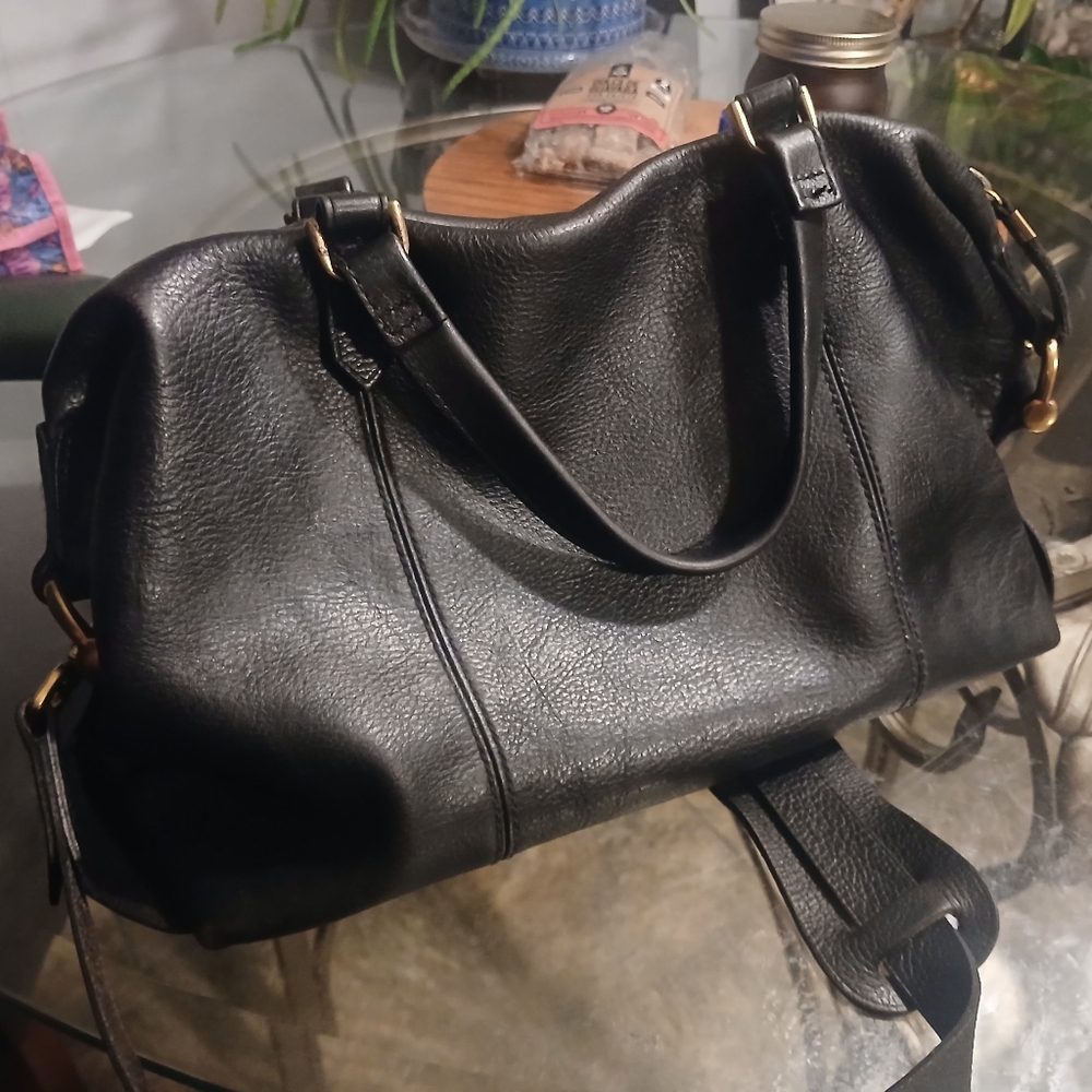 Madewell Black  Leather Glasgow Satchel